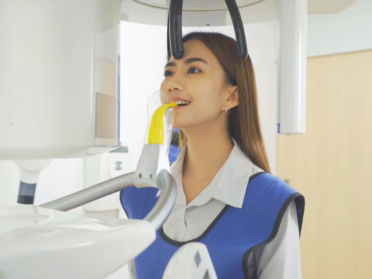 Girl at a dental scan