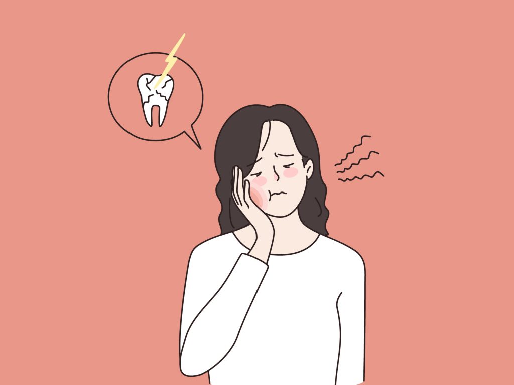 Drawing of woman with toothache